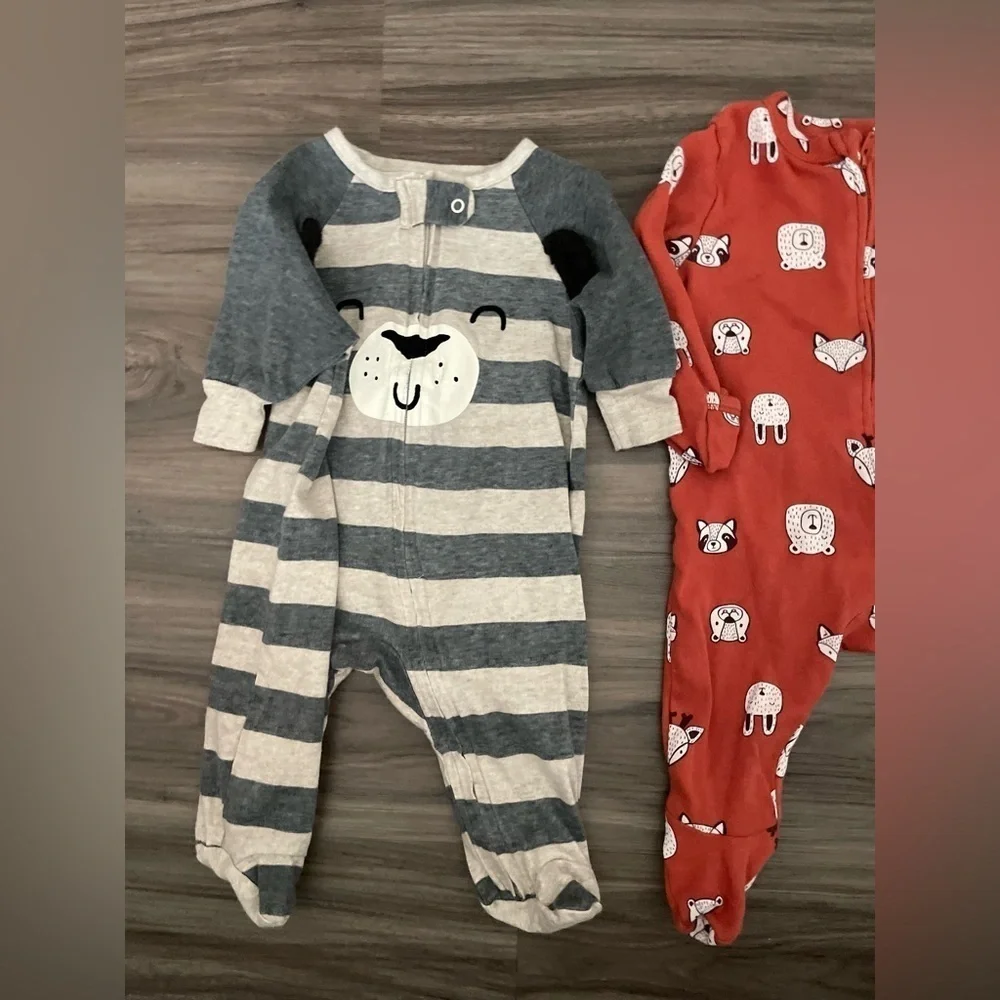 Old Navy Orange and Blue Footed One Pieces Cozy and Stylish footies bundle 0-3M